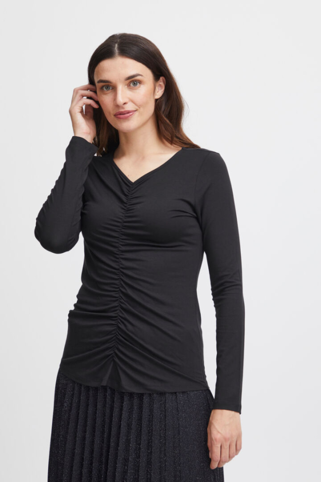 Chandail Larisa avec ligne sur le devant noir - FRANSA XS - 20613537 - FRANSA