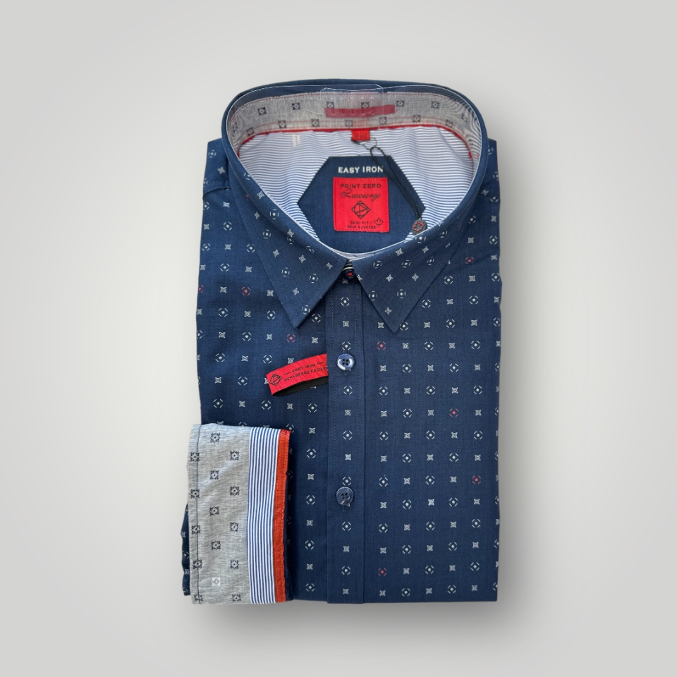 Chemise imprimé marine - POINT ZÉRO  - 7164161 - POINT ZERO