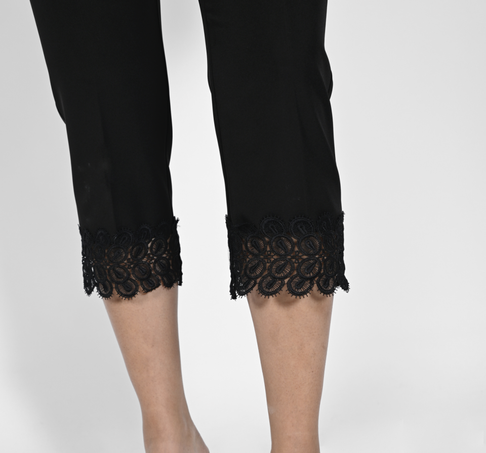 Pantalon 7/8 noir avec dentelle - FRANK LYMAN 