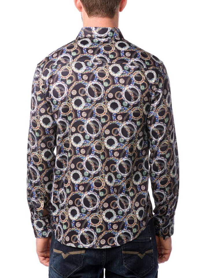 Chemise Marine foncée avec cercles de couleurs - VINCENT D'AMÉRIQUE&nbsp; - 121629 - Vincent d'Amérique