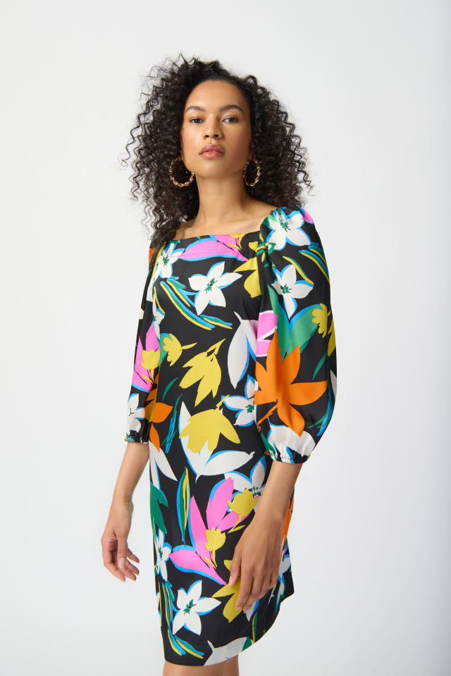 Robe en satin à imprimé floral - JOSEPH RIBKOFF - 241251 - Joseph Ribkoff