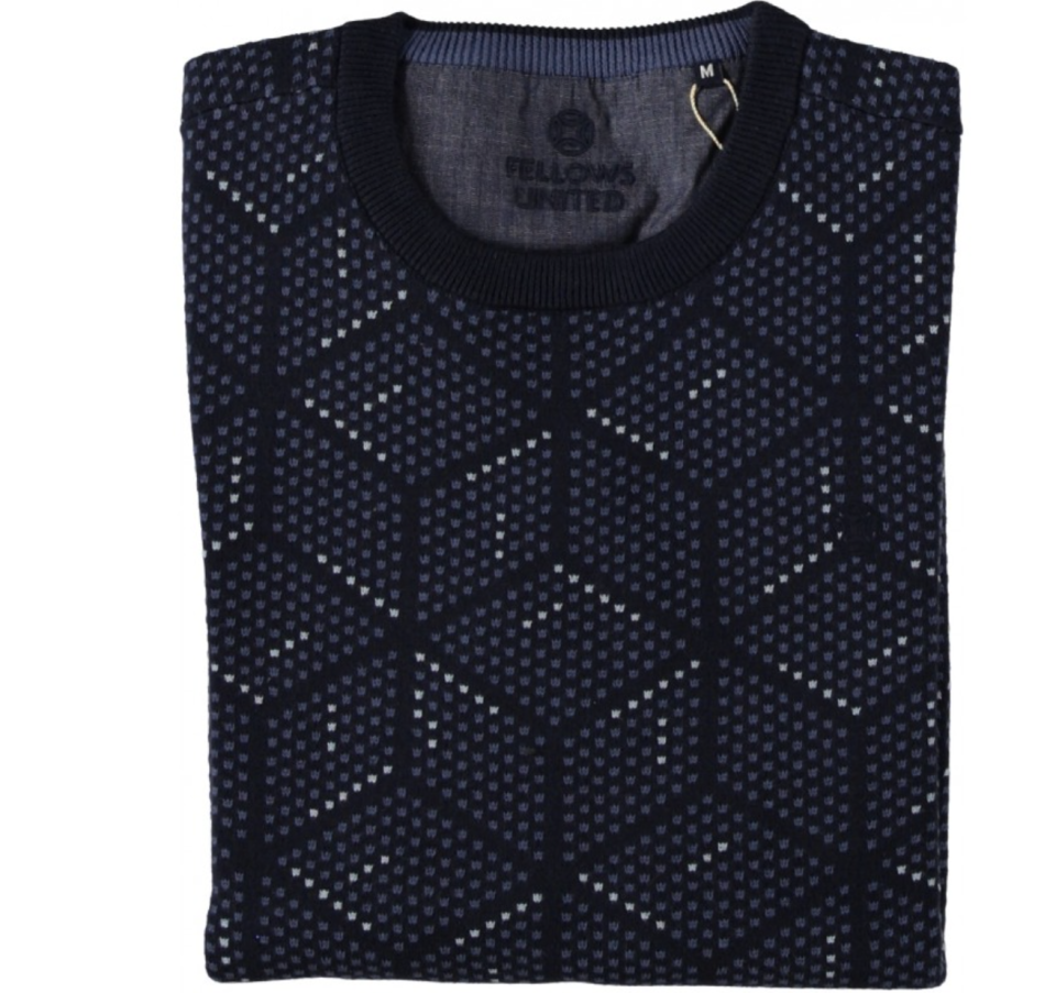 Chandail marine col rond avec motifs - FELLOWS - - Fellows united