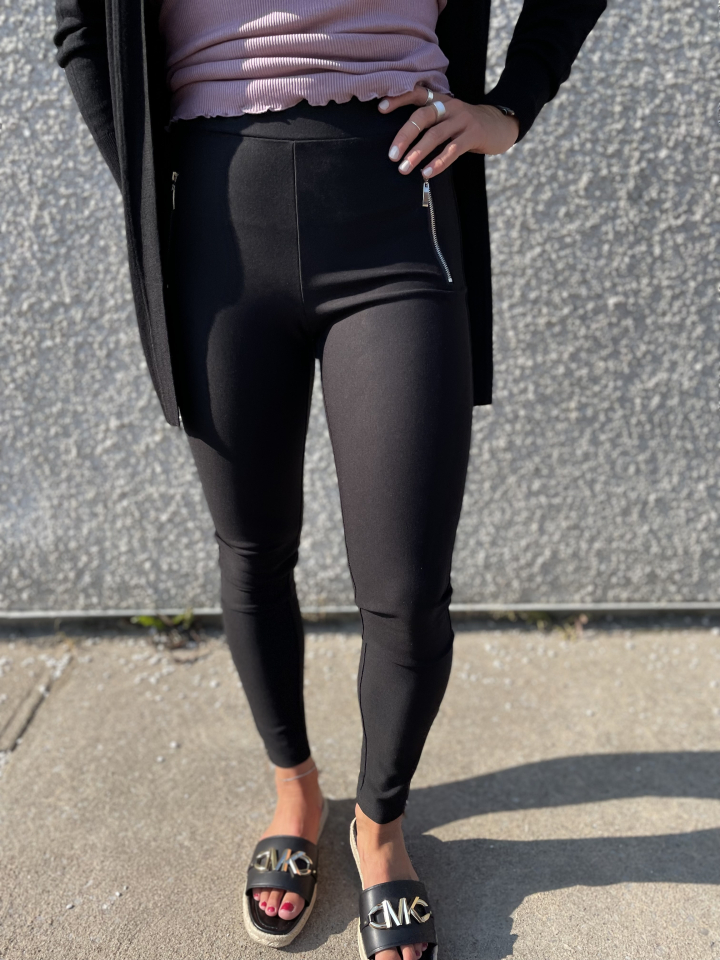 Pantalon noir sans armatures avec zip argent - FRANK LYMAN S - - Frank Lyman