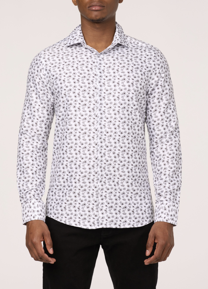 Chemise imprimé florale noir et blanc - VINCENT D'AMÉRIQUE&nbsp; - - Vincent d'Amérique