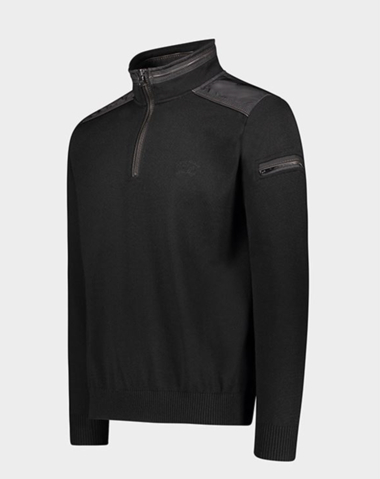 Pull en laine mérinos avec détails en nylon noir - PAUL & SHARK&nbsp; - 11311102 - Paul & Shark