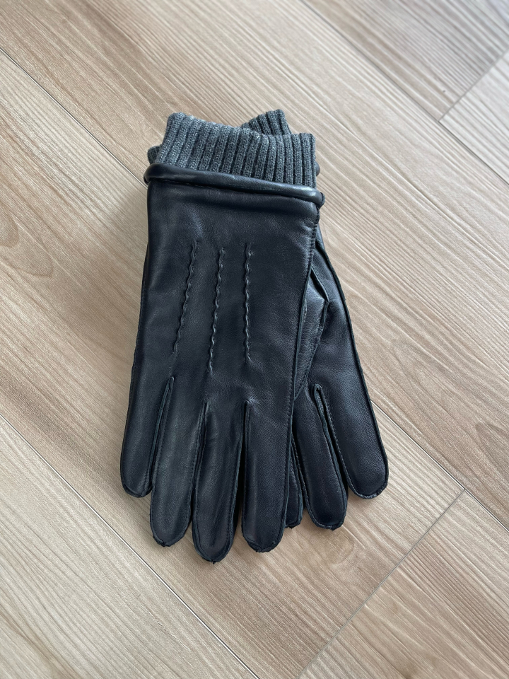 Gant de cuir véritablepour homme doublure charcoal M - - 