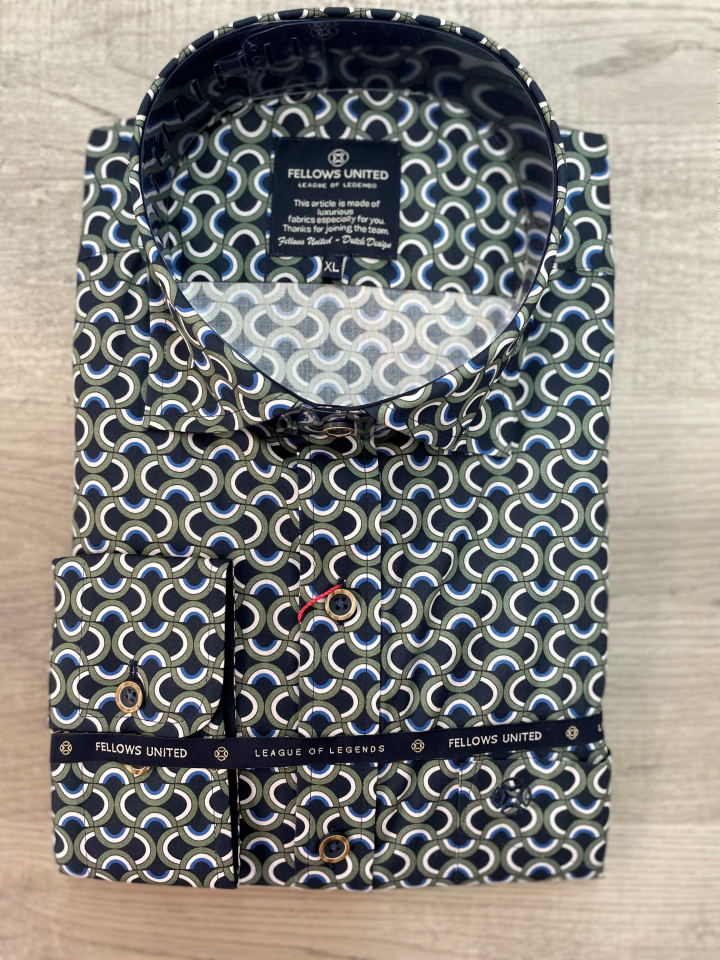 Chemise manches longues motifs kaki - FELLOWS UNITED&nbsp; - - Fellows united