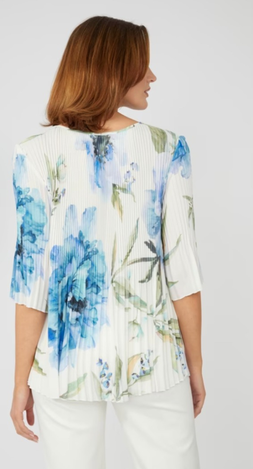 Chandail avec fleurs bleu- FRANK LYMAN 