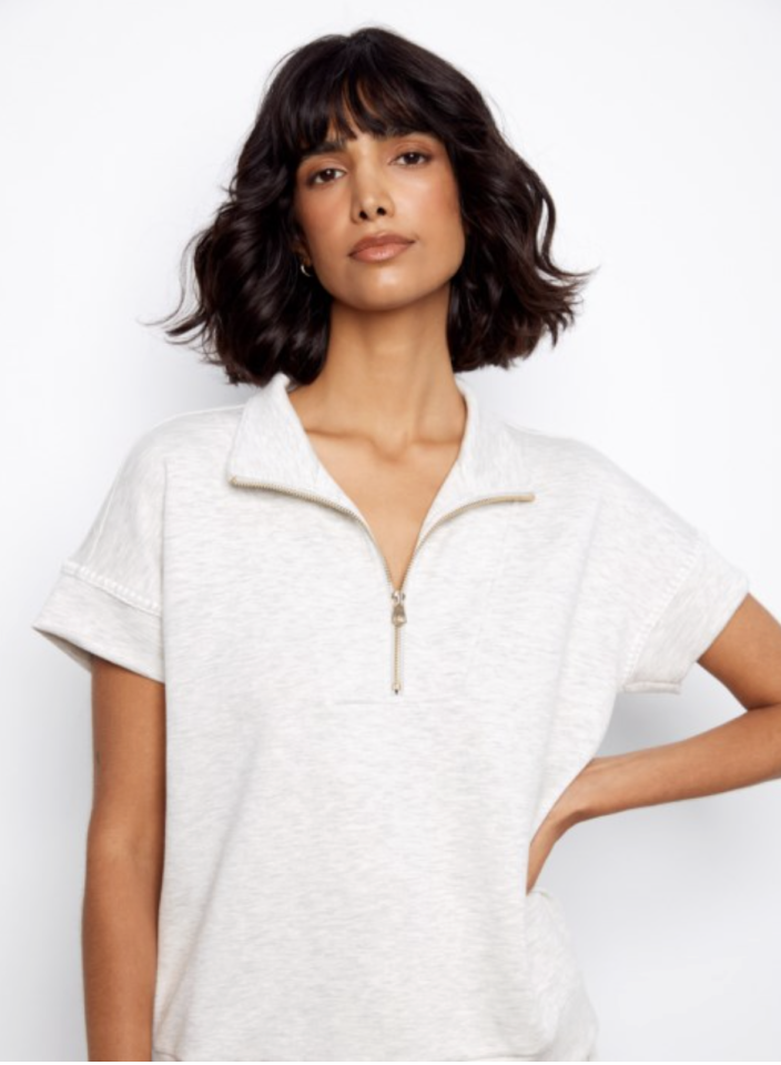 Haut demi-zip et surpiqûres décoratives - CHARLIE B 