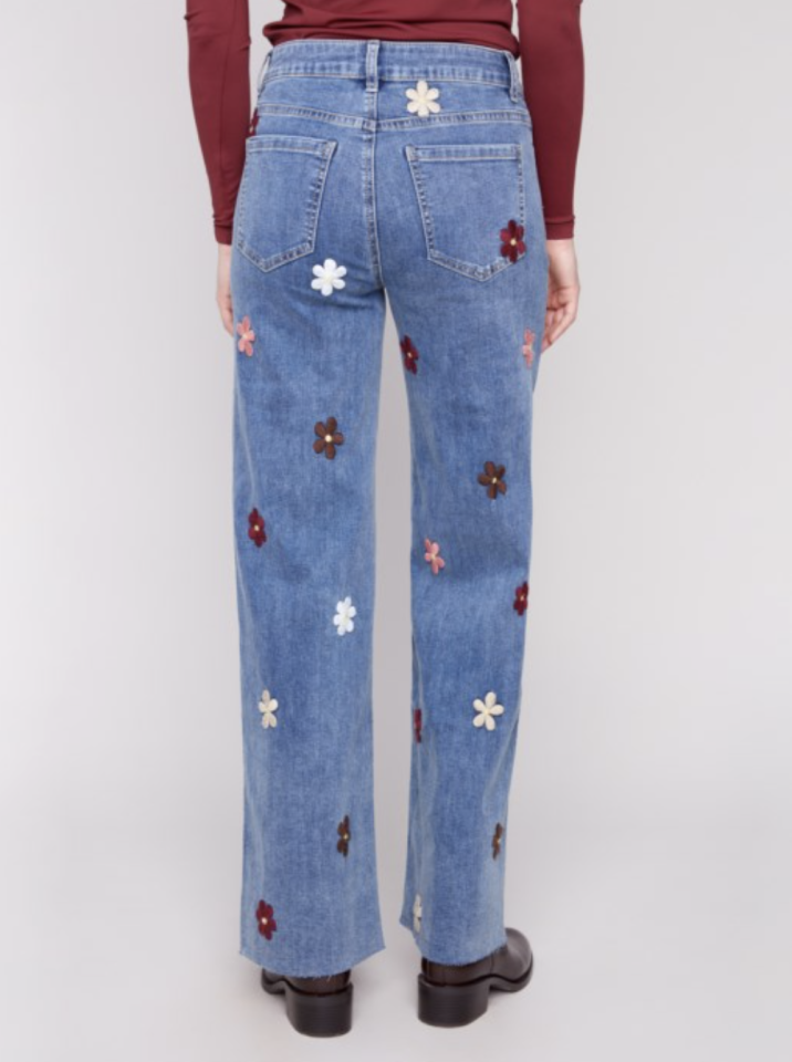 Jean évasé avec motifs de fleurs - CHARLIE B