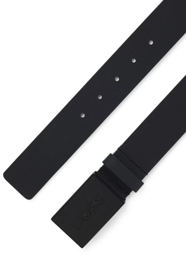 Ceinture en cuir italien en relief avec boucle - HUGO BOSS 