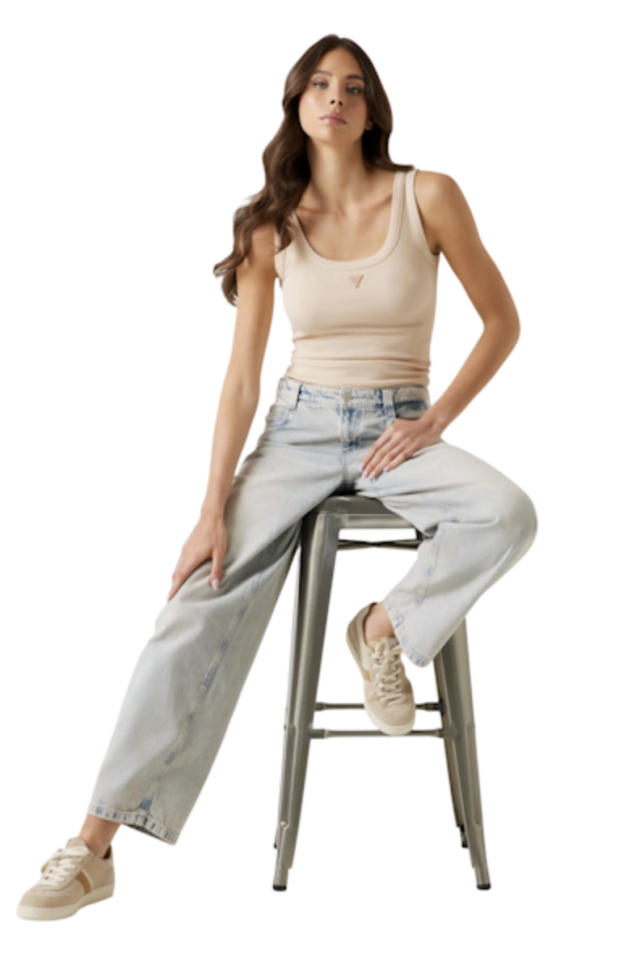 Camisole côtelé avec écusson triangle - GUESS 