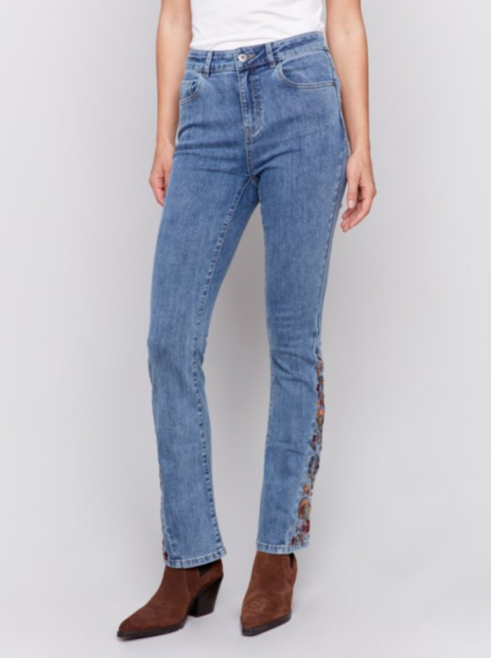 Jean bootcut avec broderie florale - CHARLIE B - C5574 - Charlie B