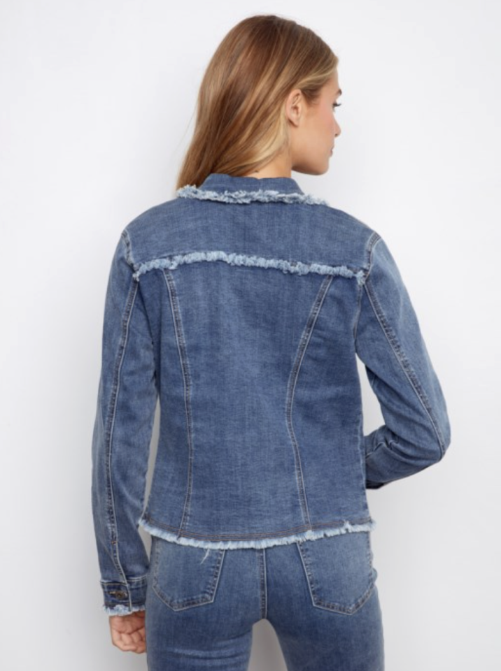 Veste en denim à bords effilochés - CHARLIE B 