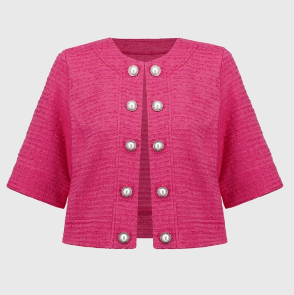 Blouson court bouclé avec boutons décoratifs - JOSEPH RIBKOFF