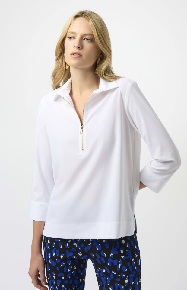 Haut à coupe droite en popeline extensible - JOSEPH RIBKOFF - 253026 - Joseph Ribkoff