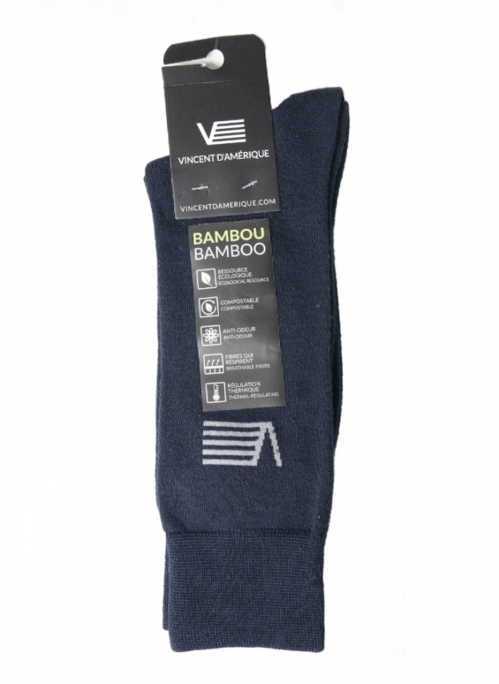 Bas basique en bambou avec logo - VINCENT D'AMÉRIQUE - - Vincent d'Amérique