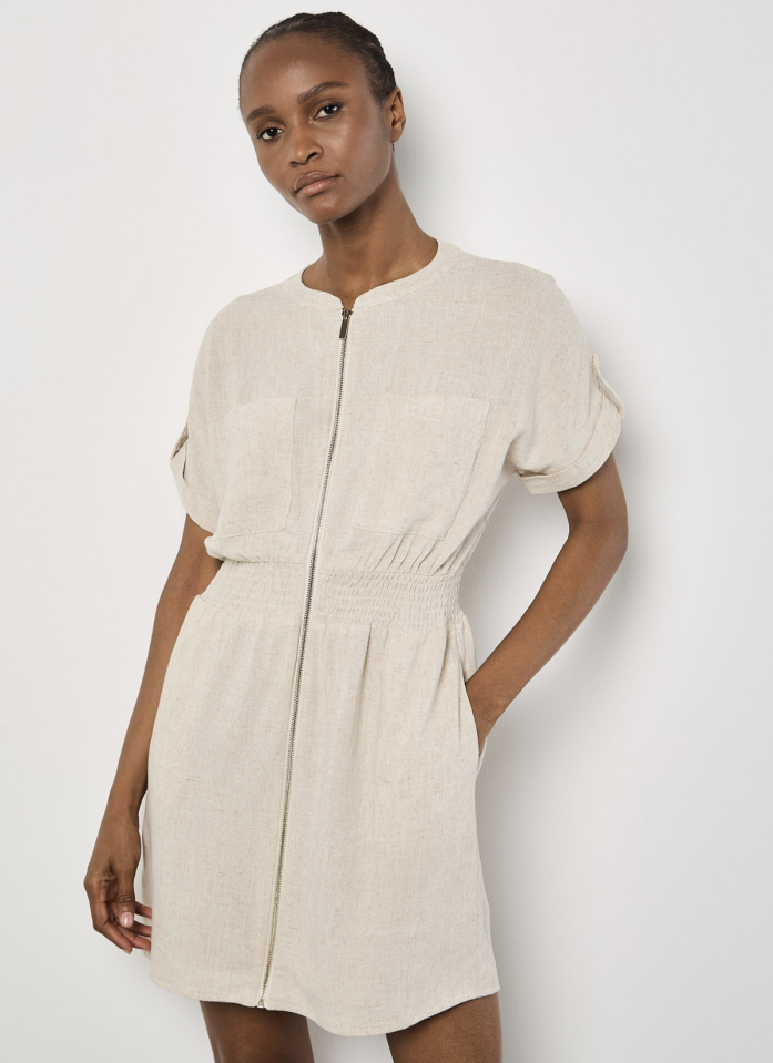 Robe Utility en Mélange de Lin - APRICOT - 949416 - APRICOT