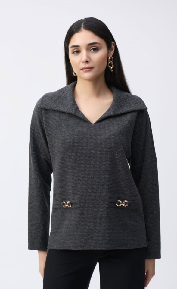 Haut en tricot texturé coupe carrée - JOSEPH RIBKOFF - 243176 - Joseph Ribkoff