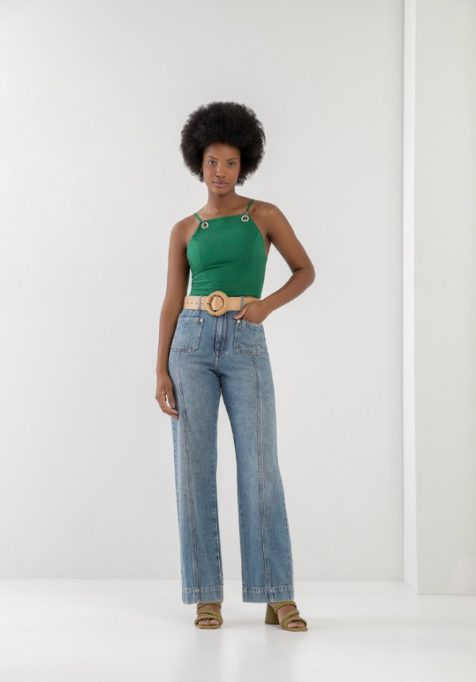 Camisole écourté en crêpe avec oeillets - LEZ A LEZ