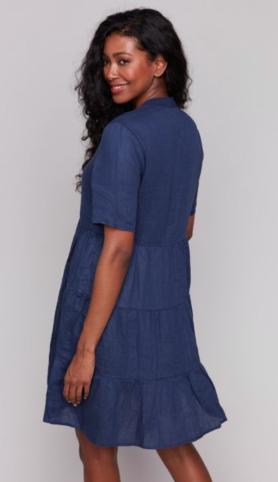 Robe en mélange de lin à volants - CHARLIE B 