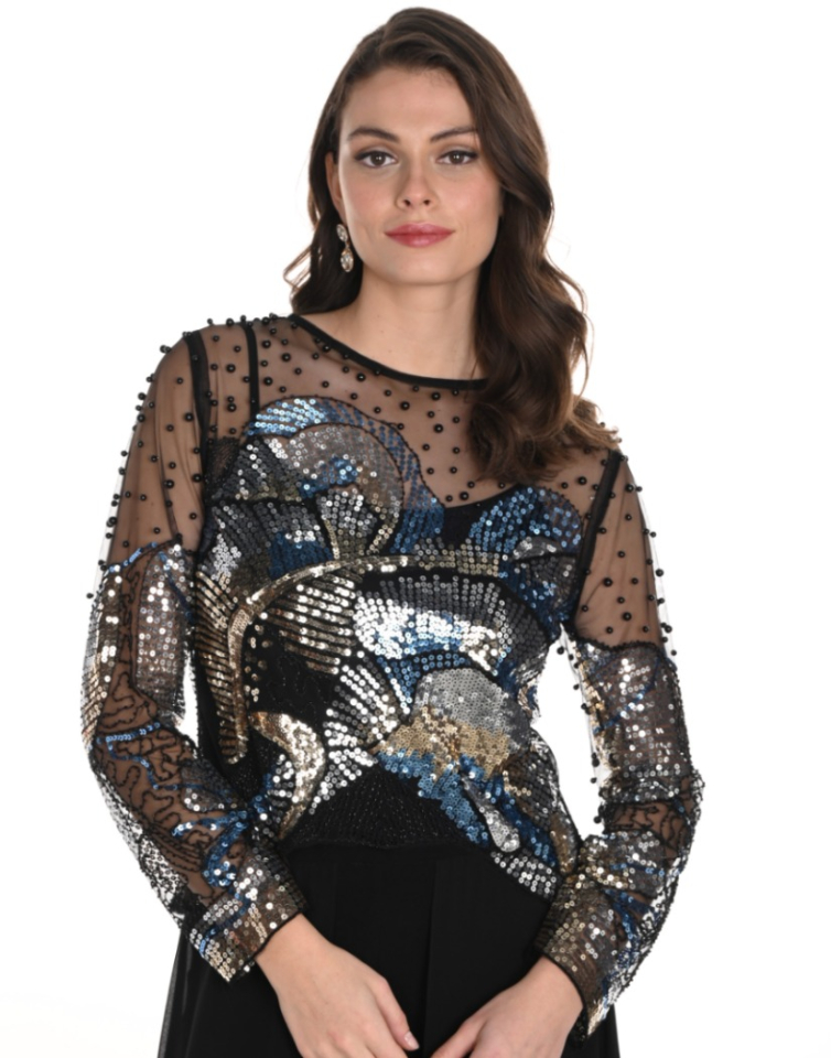 Haut ajouré avec paillettes - FRANK LYMAN - 249414u - Frank Lyman