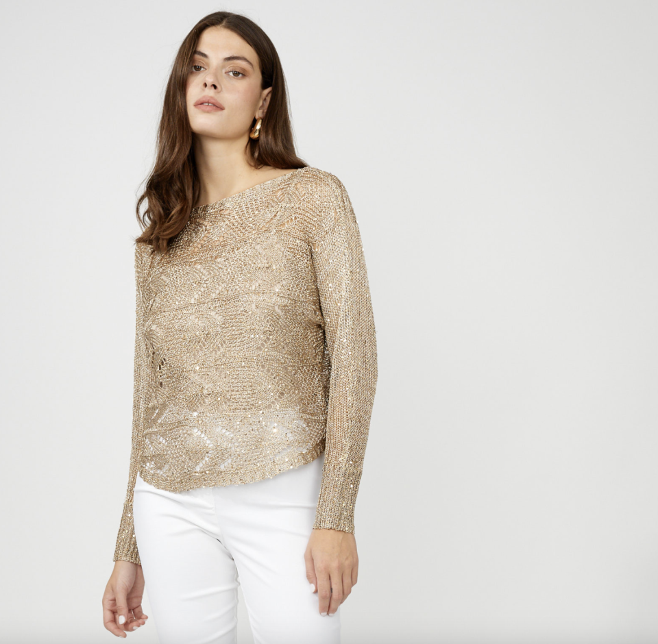 Ensemble en tricot brillant ajouré avec camisole - FRANK LYMAN - 256724 - Frank Lyman