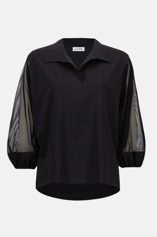 Haut boxy en popeline extensible et en filet - JOSEPH RIBKOFF 