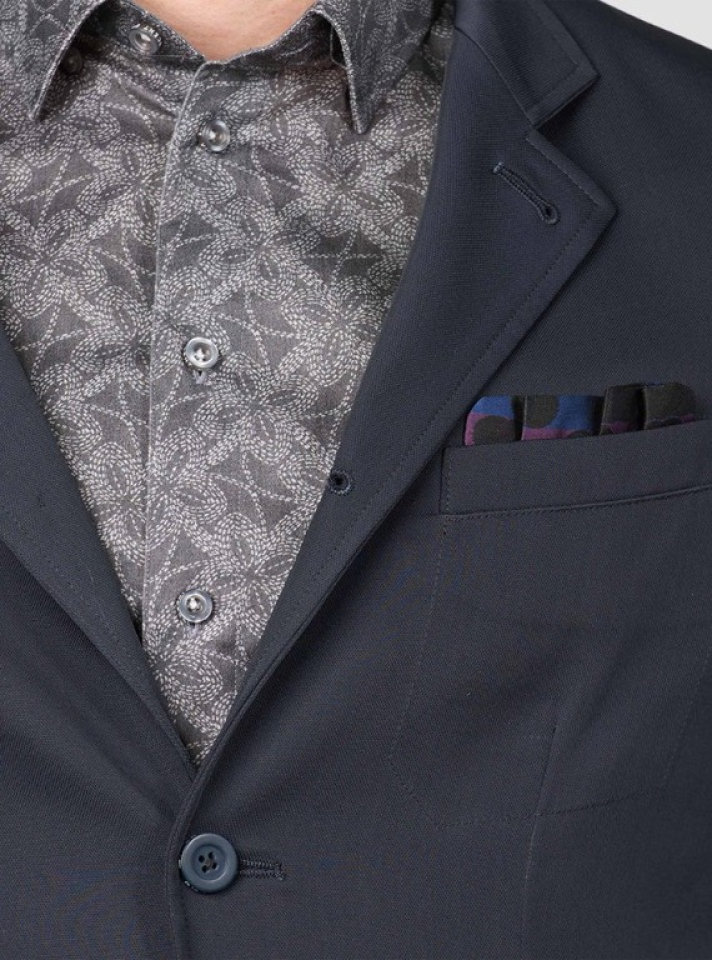 Veston extensible en serge avec col mao - VINCENT D'AMÉRIQUE