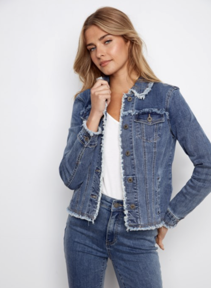 Veste en denim à bords effilochés - CHARLIE B 