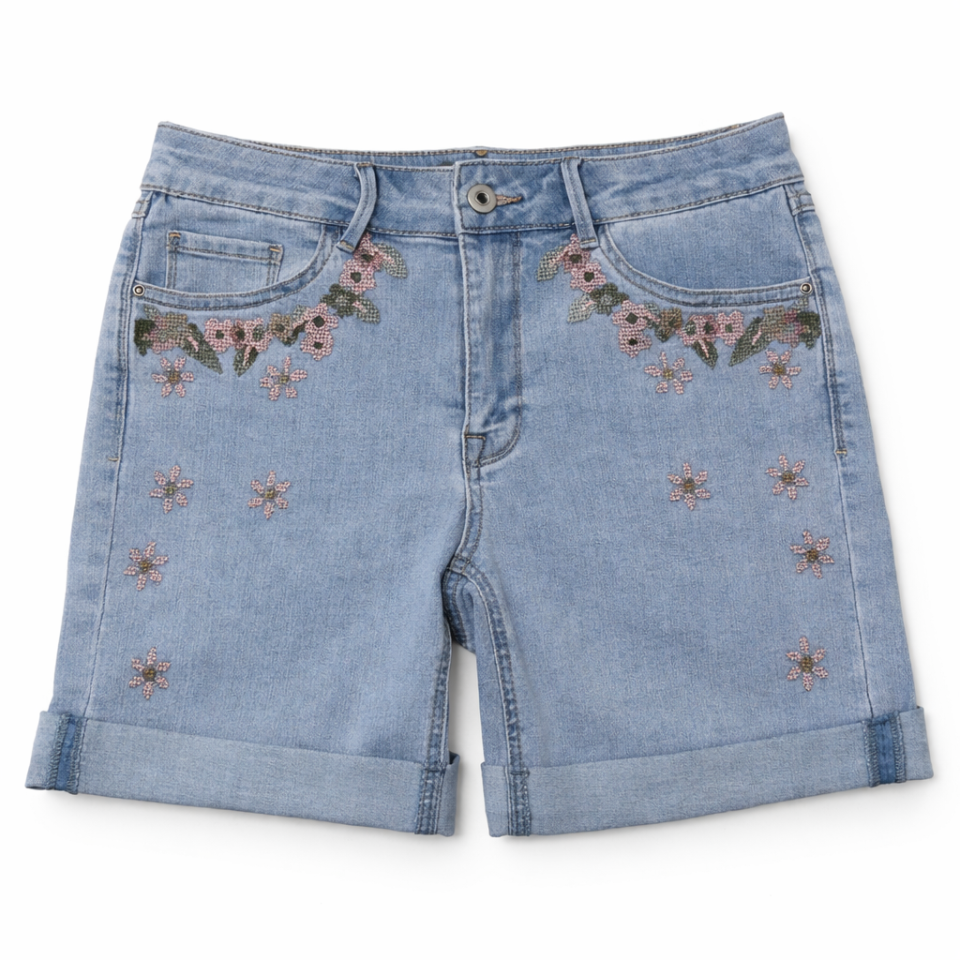 Short en denim brodé – CHARLIE B - C8029XE - Charlie B