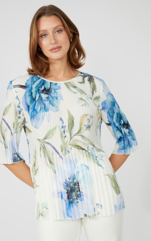 Chandail avec fleurs bleu- FRANK LYMAN 