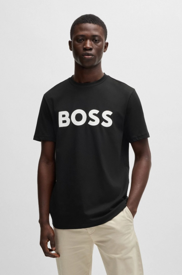 T-shirt en jersey de coton avec logo - HUGO BOSS - 50481923 - Hugo Boss