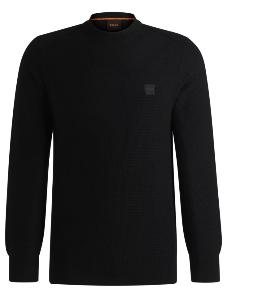 Pull en coton et cachemire avec patch logoté- HUGO BOSS - 50527584 - Hugo Boss