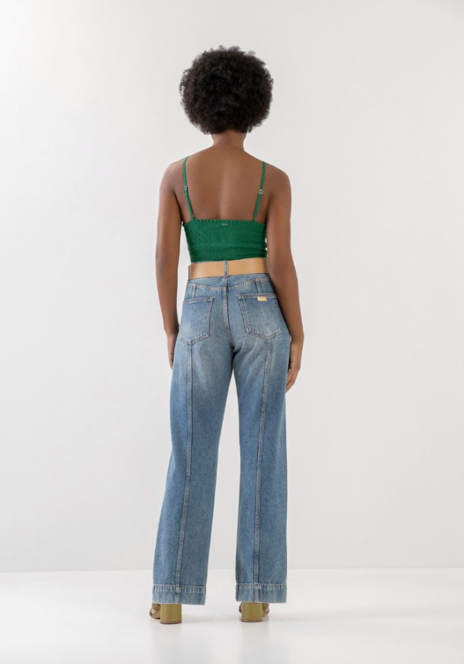 Camisole écourté en crêpe avec oeillets - LEZ A LEZ