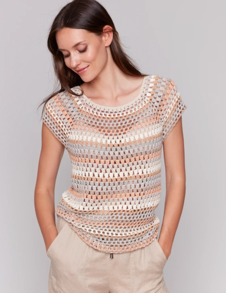 Haut à crochet et rayures - CHARLIE B 