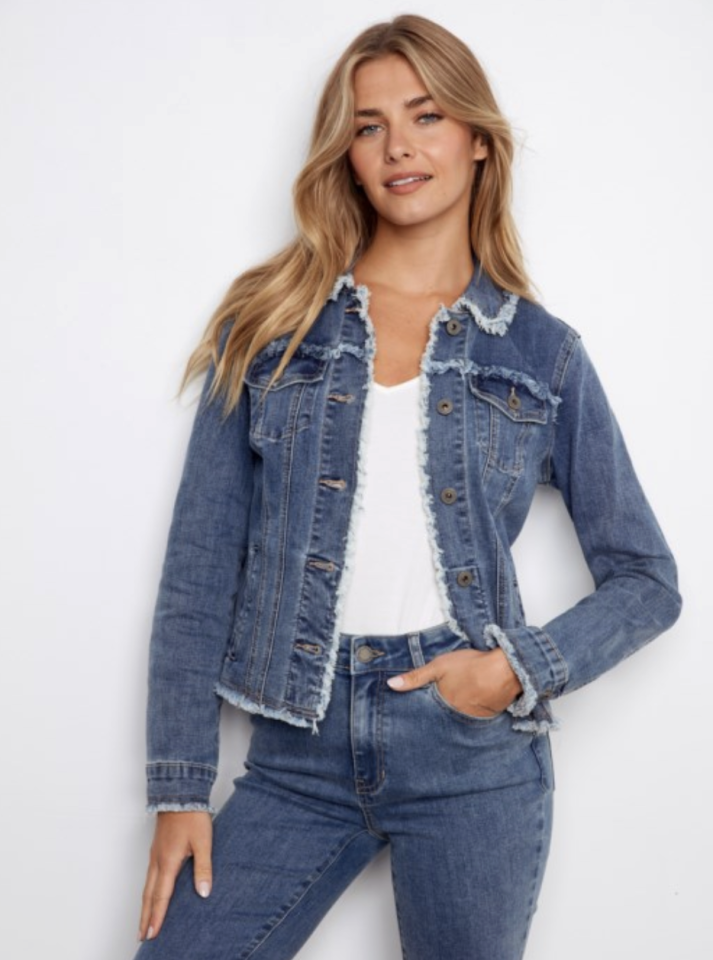 Veste en denim à bords effilochés - CHARLIE B - C6233XX - Charlie B