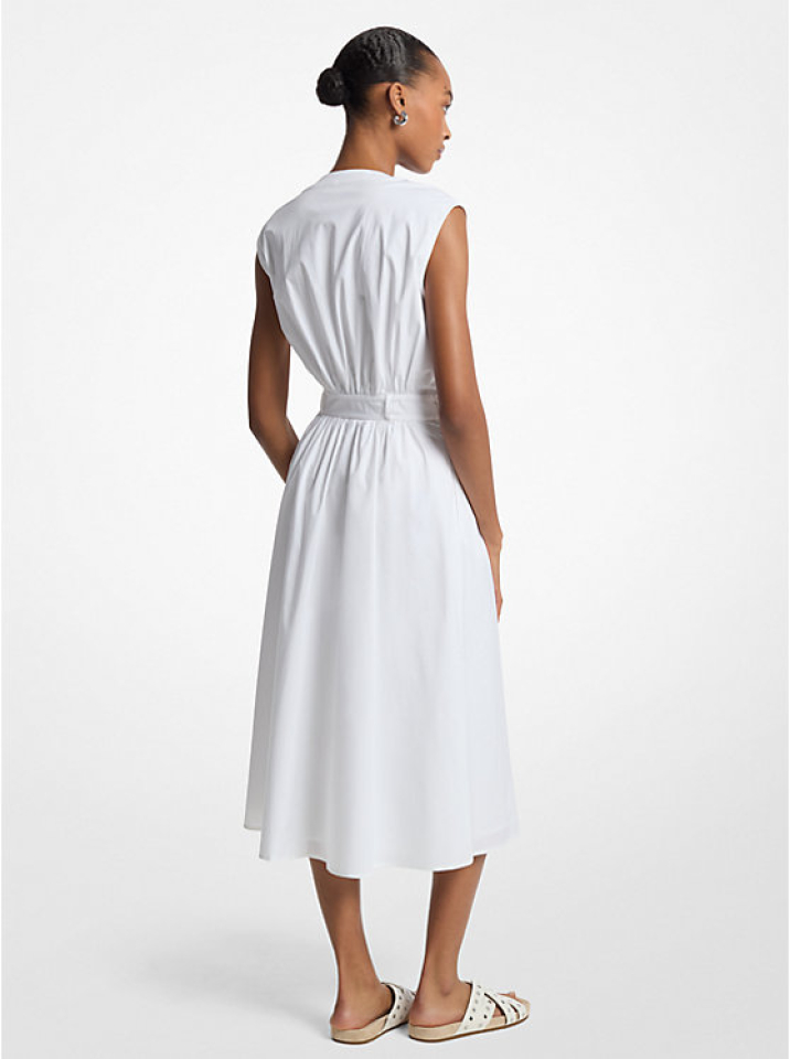 Robe midi ceinturée en popeline - MICHAEL KORS 