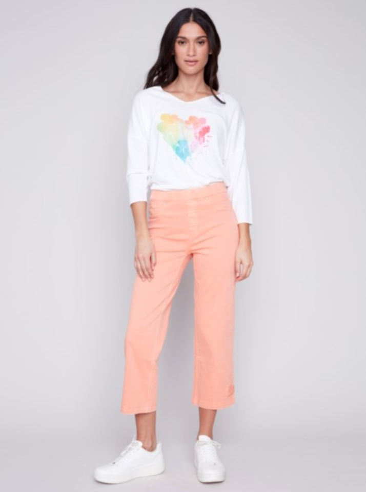 Pantalon court en sergé à enfiler avec languette à l'ourlet - CHARLIE B