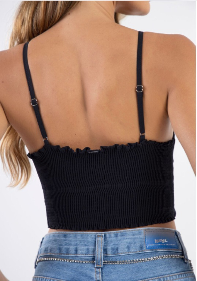 Camisole écourté en crêpe avec oeillets - LEZ A LEZ