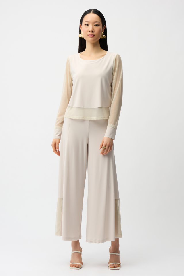 Ensemble chic à col rond et pantalon large avec filet – JOSEPH RIBKOFF