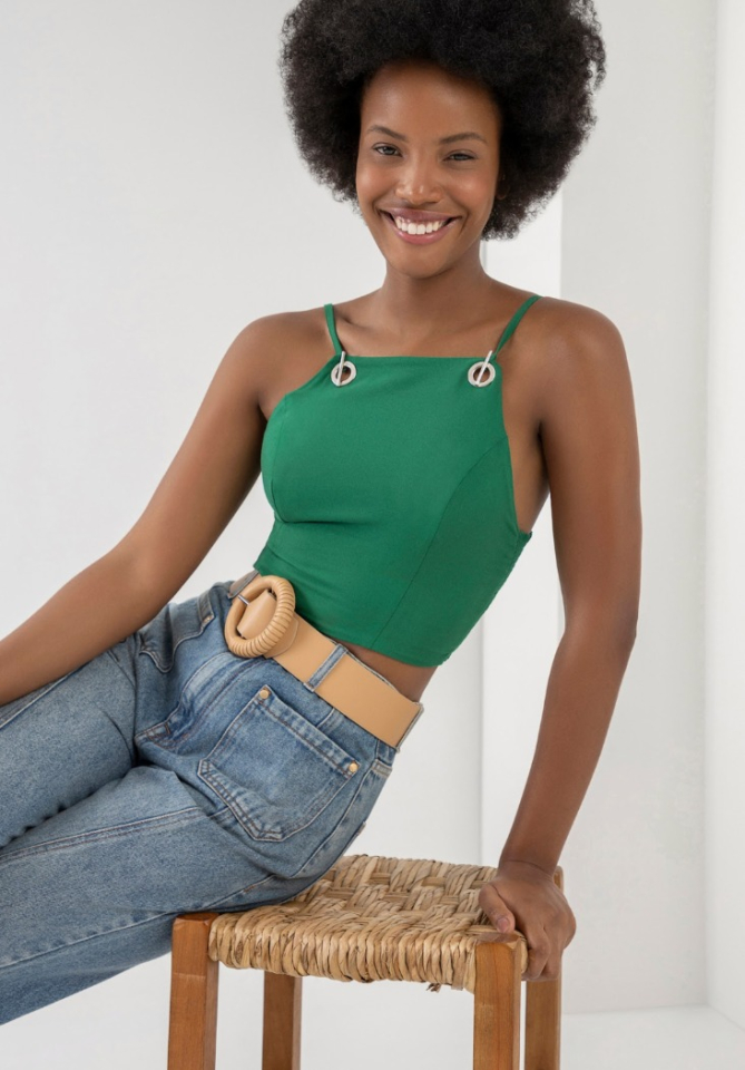 Camisole écourté en crêpe avec oeillets - LEZ A LEZ