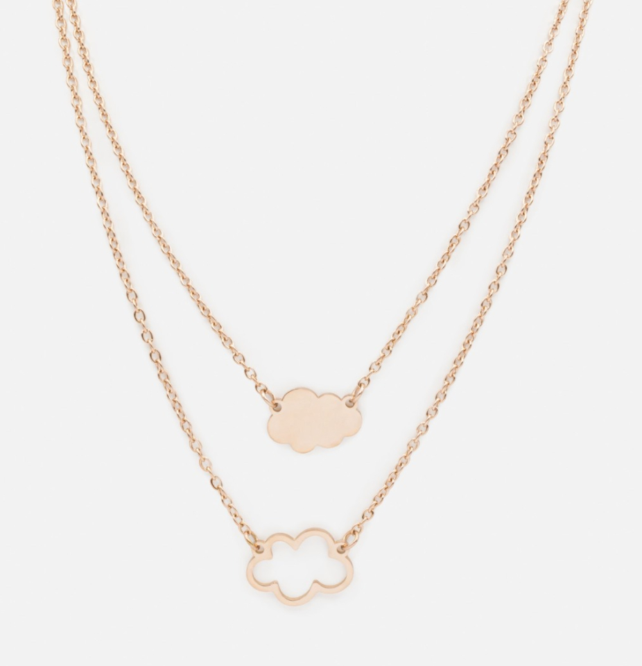 Duo de colliers nuages rose doré Mini & Me en acier inoxydable - BIZOU - ss241k010rg - Boutique