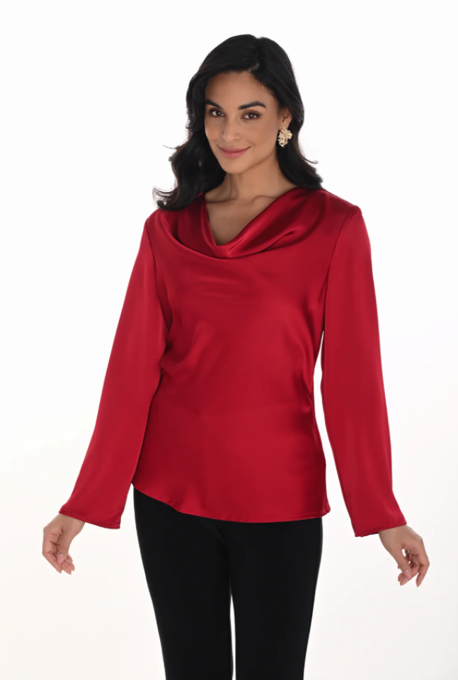 Blouse satinée à col drapé – FRANK LYMAN - 254235 - Frank Lyman