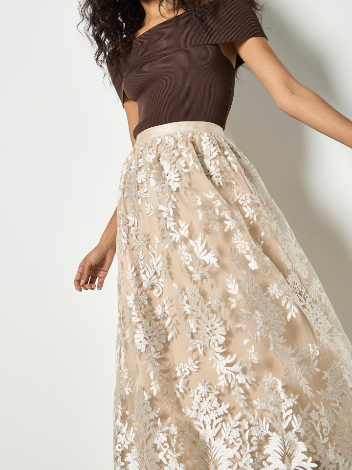 Jupe en maille transparente – APRICOT
