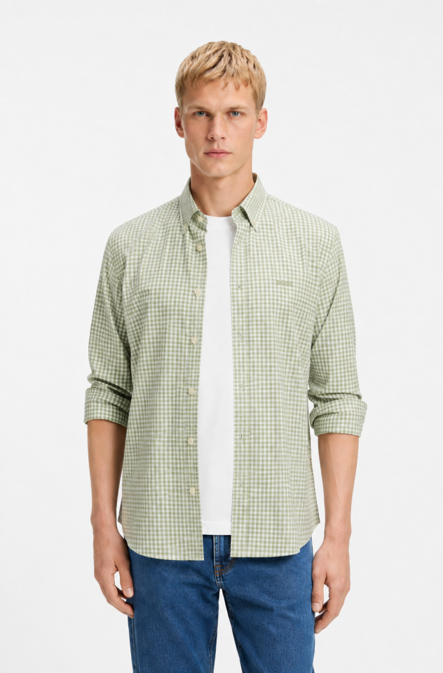 Chemise coton extensible à motif Vichy – HUGO BOSS - 50567711-384 - Hugo Boss