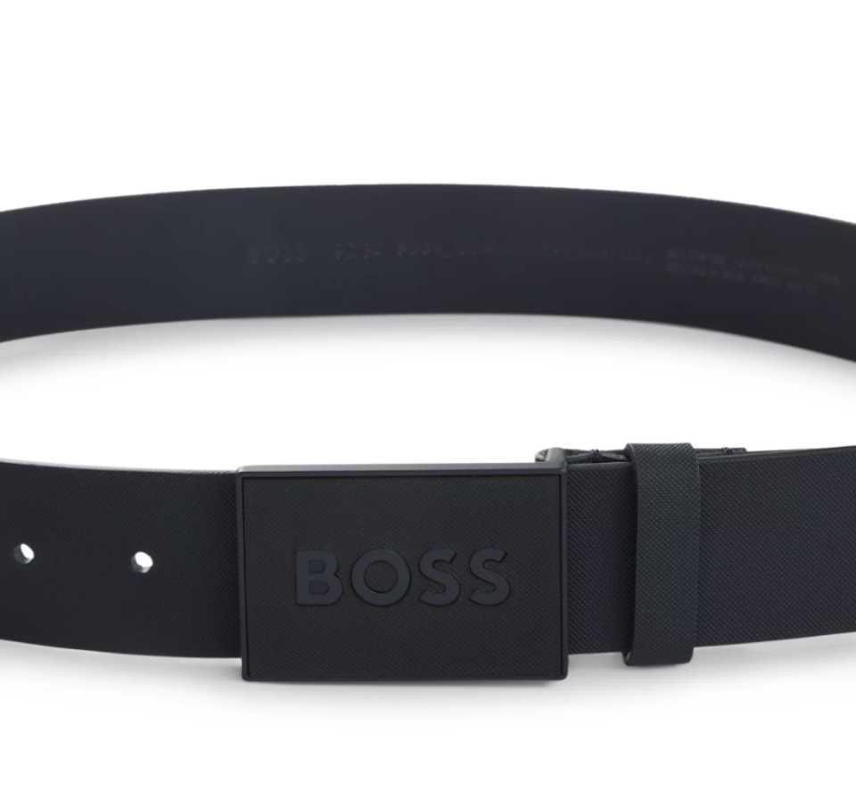 Ceinture en cuir italien en relief avec boucle - HUGO BOSS 