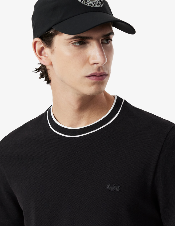 T-shirt à col rayés - LACOSTE 