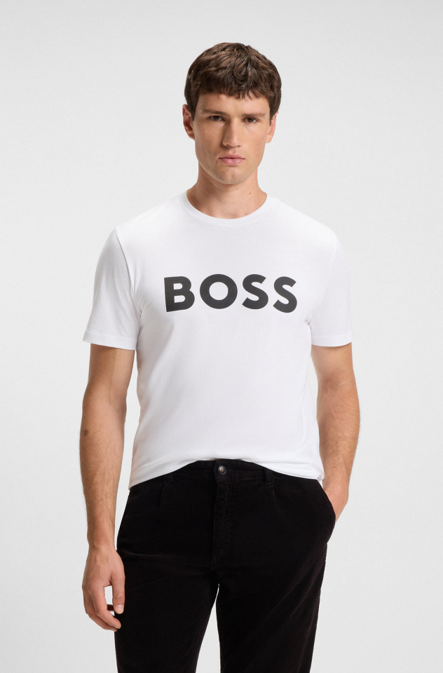 T-shirt en jersey de coton avec logo - HUGO BOSS - 50481923-100 - Hugo Boss