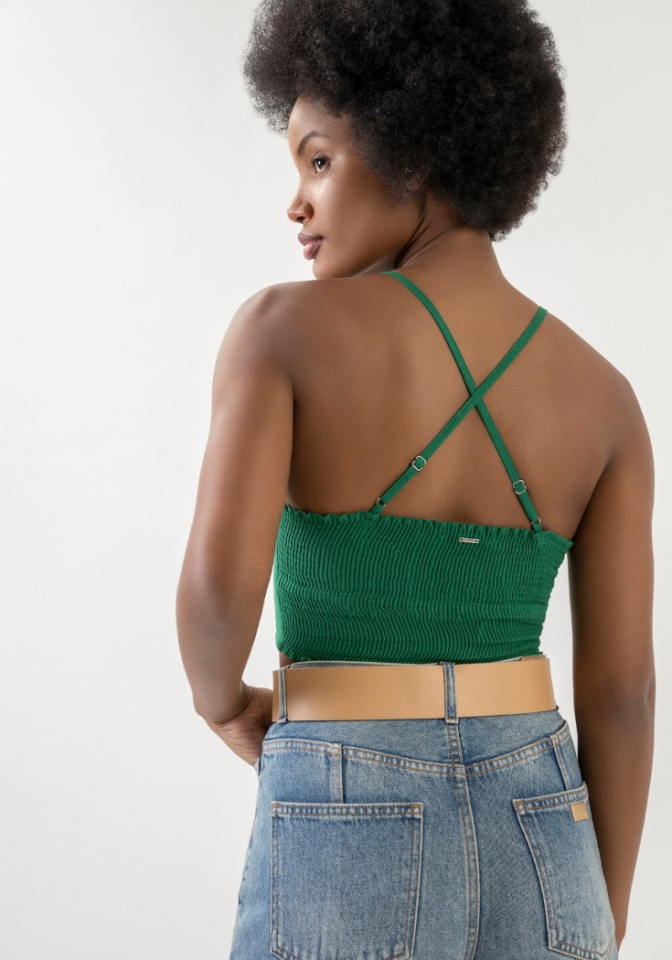 Camisole écourté en crêpe avec oeillets - LEZ A LEZ